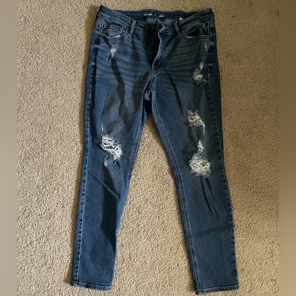 Old Navy Distressed Dark Blue Skinny Jeans